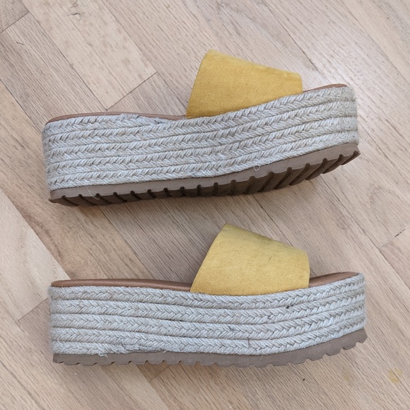 Bonnibel Mina Platform Espadrille Slide Mustard Yellow - Picture 3 of 9